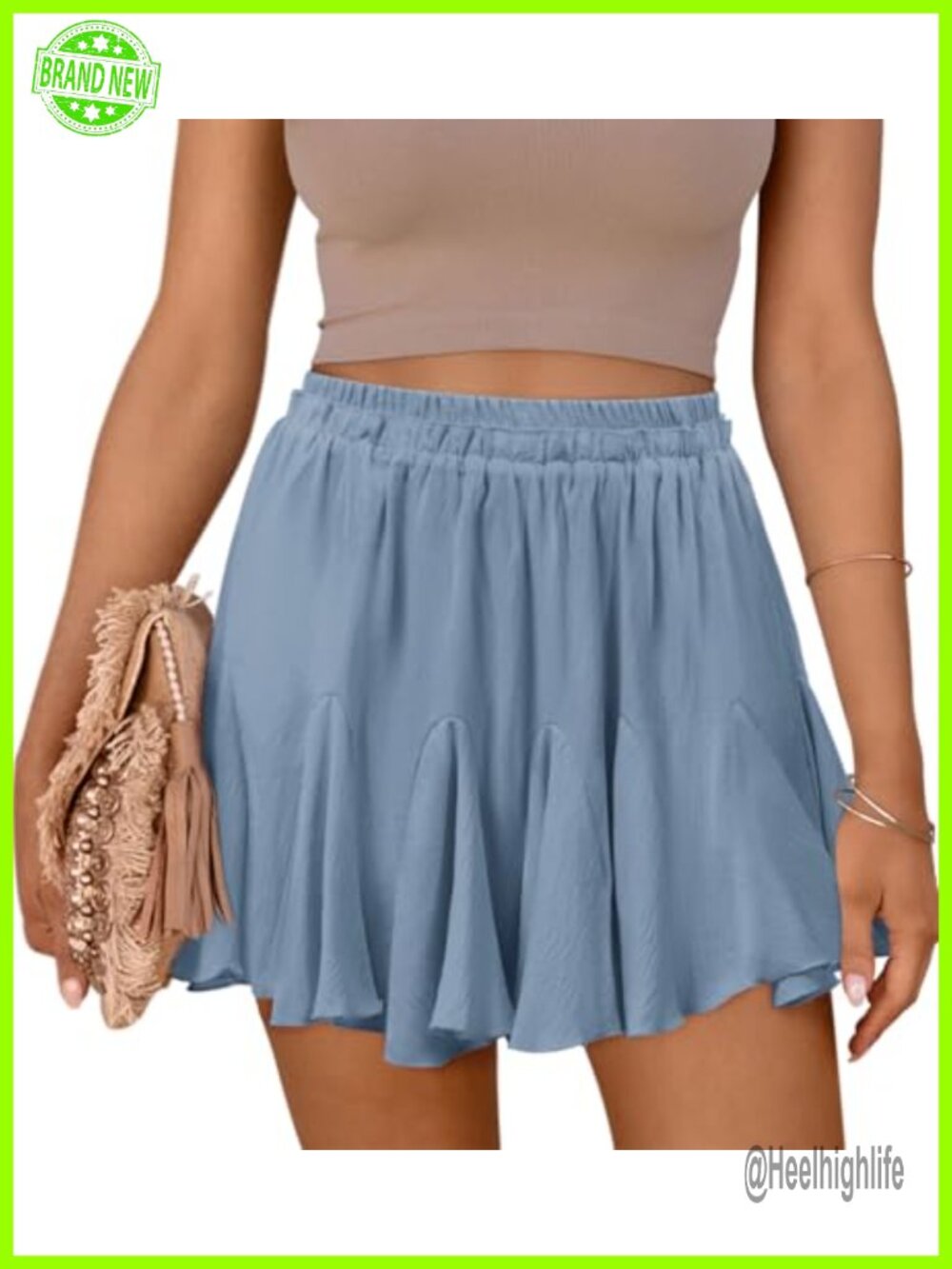Women's Flowy Cotton Blend High Waist Skort Ruffle Mini Boho Tennis Golf